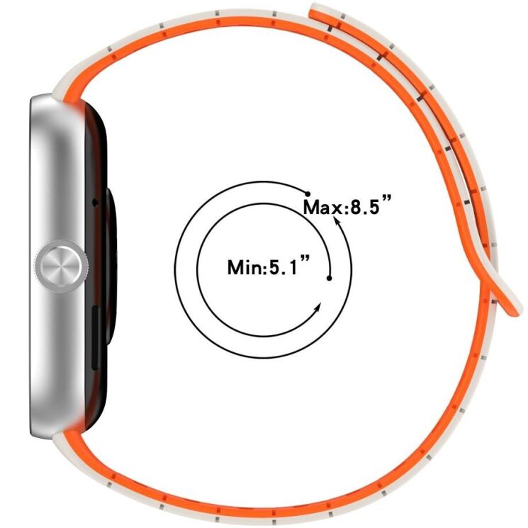 Ремешок Deexe Flexible Fit для Xiaomi Redmi Watch 4 / Mi Smart Band 8 Pro / Band 9 Pro - Orange / White: фото 5 из 6