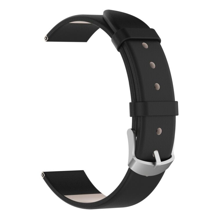 Ремінець Deexe Leather Strap для Samsung Galaxy Watch 42mm / Watch 3 41mm - Black: фото 1 з 4