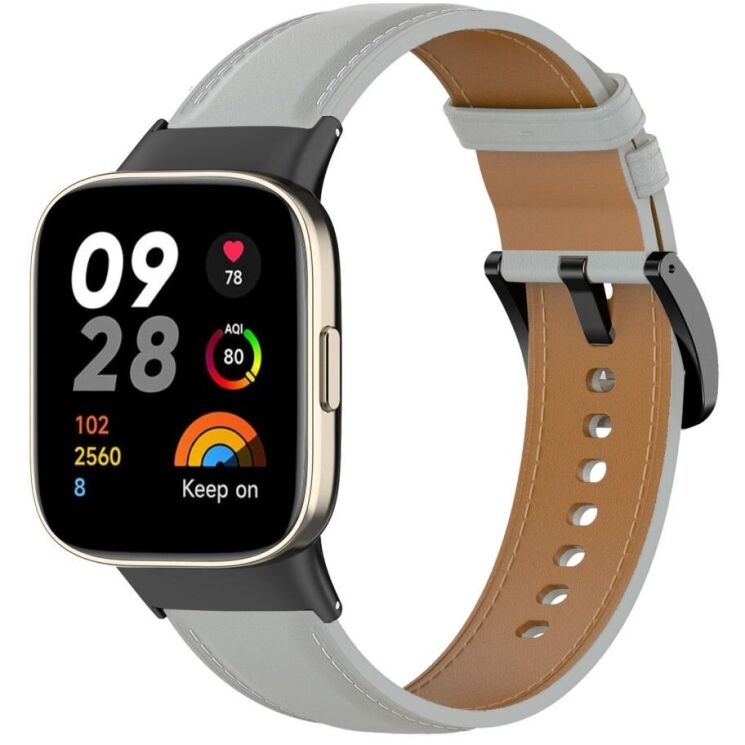 Ремінець Deexe Leather Strap для Xiaomi Redmi Watch 3 - Grey: фото 2 з 4