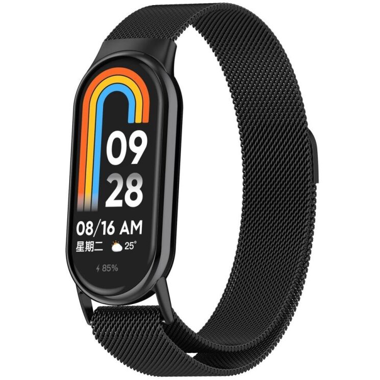 Ремешок Deexe Milanese Stainless Steel для Xiaomi Mi Smart Band 8 / 9 - Black: фото 4 из 8