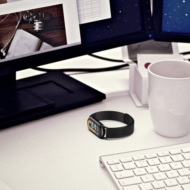 Ремешок Deexe Milanese Stainless Steel для Xiaomi Mi Smart Band 8 / 9 - Grey: фото 6 из 8