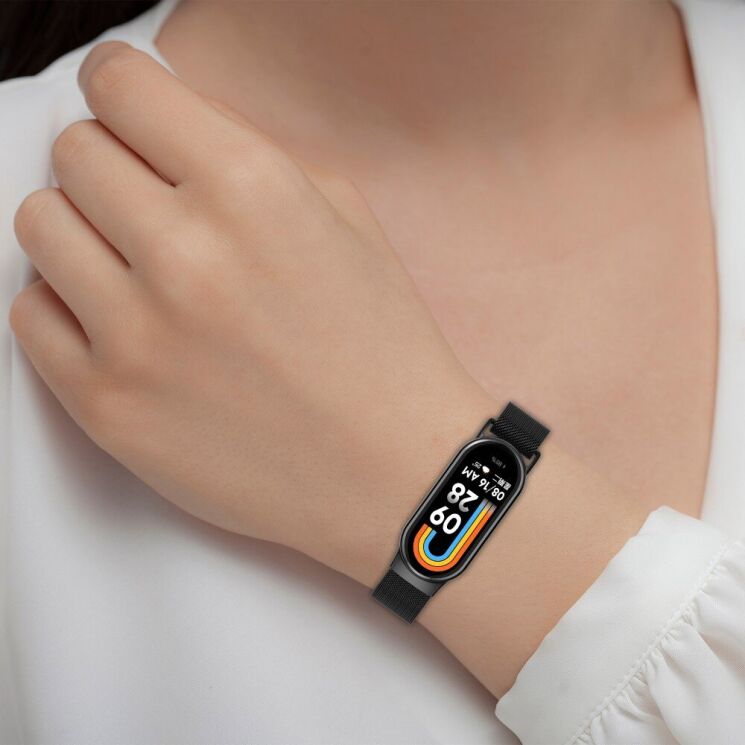 Ремешок Deexe Milanese Stainless Steel для Xiaomi Mi Smart Band 8 / 9 - Grey: фото 5 из 8