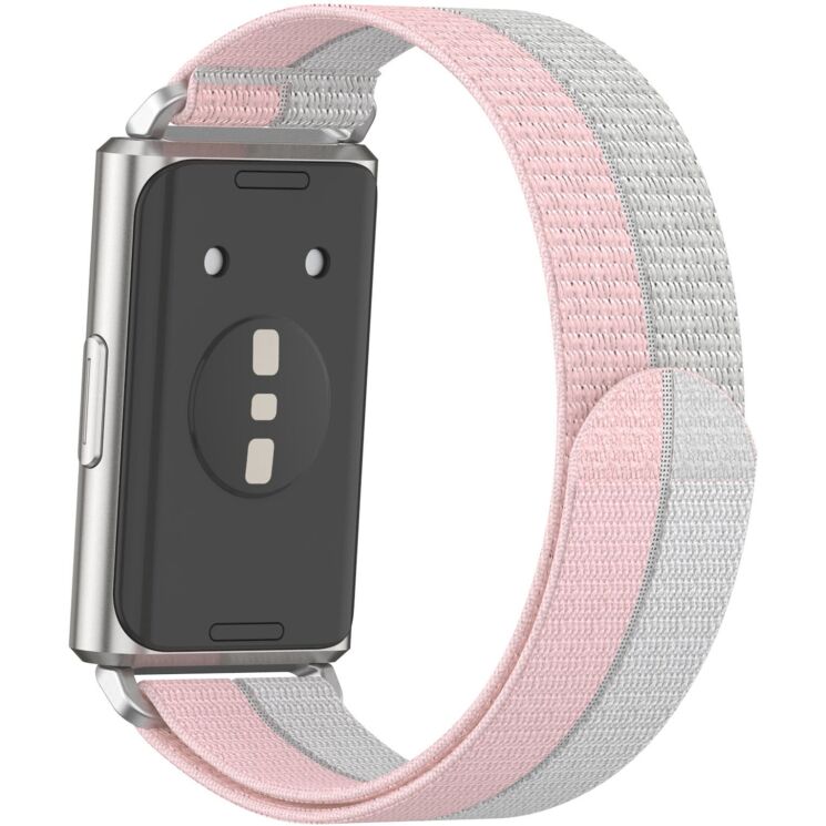 Ремешок Deexe Nylon Loop для Huawei Band 11 Pro / Band 11 - Pink / Grey (410606PG) Ремешок Deexe Nylon Loop для Huawei Band 11 Pro / Band 11 - Pink / Grey: фото 1 из 5