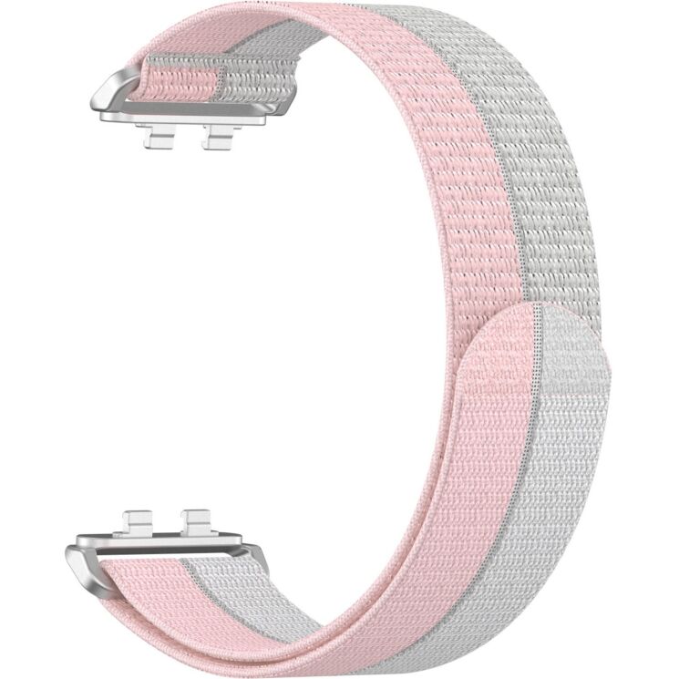 Ремешок Deexe Nylon Loop для Huawei Band 11 Pro / Band 11 - Pink / Grey (410606PG) Ремешок Deexe Nylon Loop для Huawei Band 11 Pro / Band 11 - Pink / Grey: фото 4 из 5