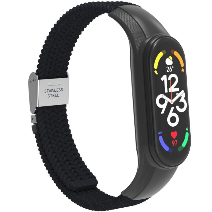Ремешок Deexe Nylon Strap для Xiaomi Mi Band 7 - Black: фото 5 из 5