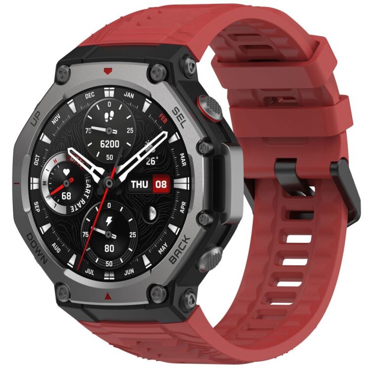 Ремінець Deexe Sport Series для Xiaomi Amazfit T-ReX 3 - Red: фото 2 з 9
