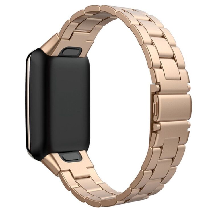 Ремешок Deexe Stainless Style для Xiaomi Mi Band 7 Pro - Rose Gold: фото 1 из 3