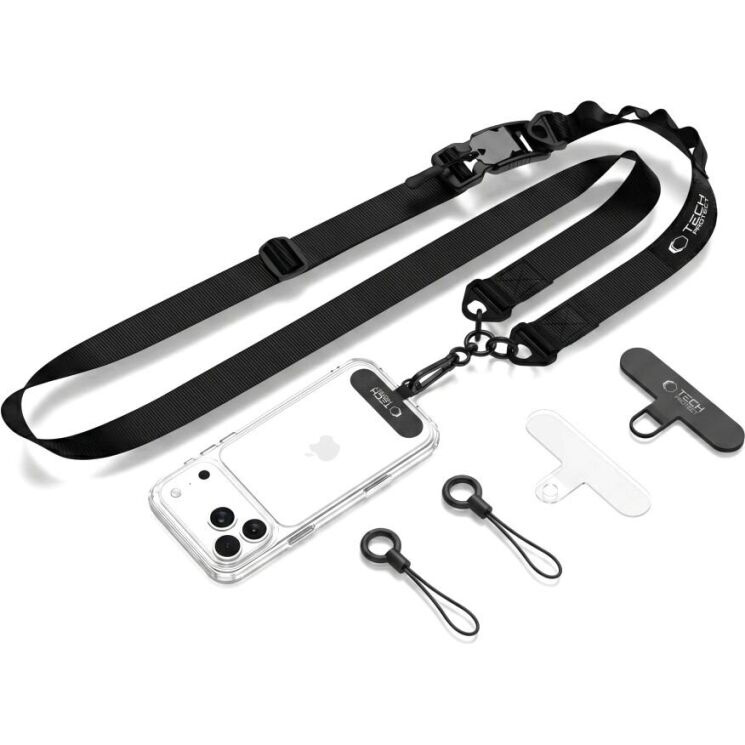 Ремешок для смартфона Tech-Protect C9S Rope Crossbody - Black (983018B) Ремешок для смартфона Tech-Protect C9S Rope Crossbody - Black: фото 1 из 8