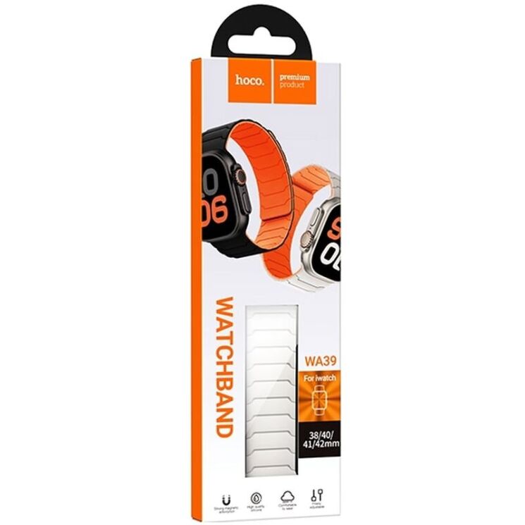 Ремінець Hoco WA39 для Apple Watch 42 (Series 10/11) / 41 / 40 / SE 40 / 38 - Starlight / Orange: фото 3 з 7