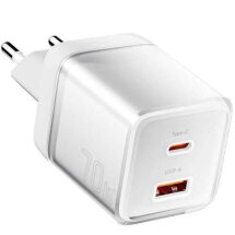 Мережевий зарядний пристрій ESSAGER 70W GaN Type-C + USB (EZCT70-YQB02-Z) - White: фото 1 з 19