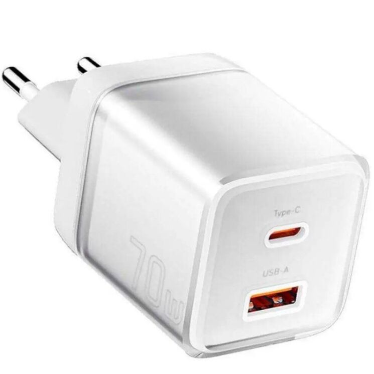 Мережевий зарядний пристрій ESSAGER 70W GaN Type-C + USB (EZCT70-YQB02-Z) - White: фото 1 з 19