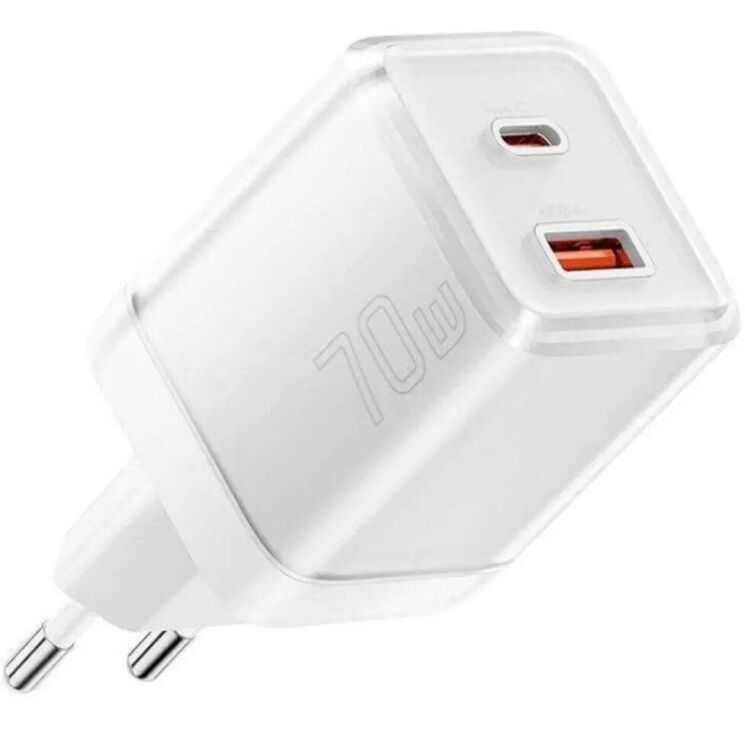 Мережевий зарядний пристрій ESSAGER 70W GaN Type-C + USB (EZCT70-YQB02-Z) - White: фото 2 з 19
