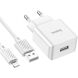 Сетевое зарядное устройство Hoco C106A 10.5W + кабель Lightning - White (960151W). Фото 2 из 9