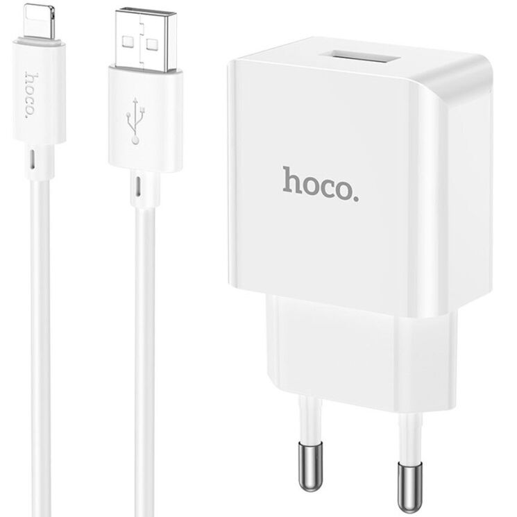 Сетевое зарядное устройство Hoco C106A 10.5W + кабель Lightning - White: фото 1 из 9