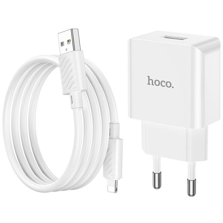 Сетевое зарядное устройство Hoco C106A 10.5W + кабель Lightning - White: фото 6 из 9