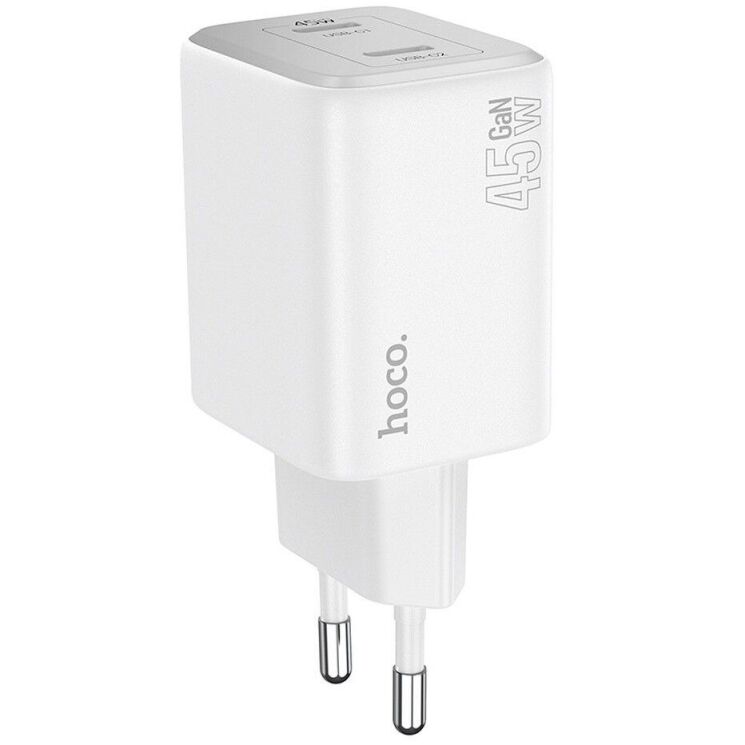 Сетевое зарядное устройство Hoco N42 Elogiado 2C PD45W + кабель Type-C to Type-C - White: фото 4 из 11