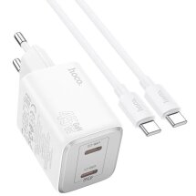 Сетевое зарядное устройство Hoco N42 Elogiado 2C PD45W + кабель Type-C to Type-C - White: фото 1 из 11