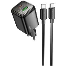 Сетевое зарядное устройство Hoco N53 Monsoon PD30W+QC3.0 + кабель Type-C to Type-C - Black: фото 1 из 6