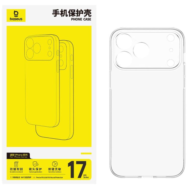 Силіконовий (TPU) чохол BASEUS Simple Series для Apple iPhone 17 Pro Max - Transparent: фото 2 з 14