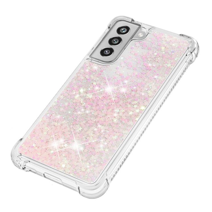 Силиконовый (TPU) чехол Deexe Liquid Glitter для Samsung Galaxy S21 FE (G990) - Pink Stars: фото 4 из 7