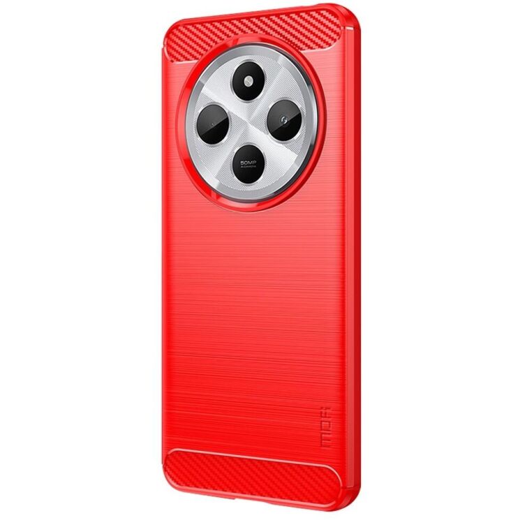 Силиконовый (TPU) чехол MOFI Carbon Fiber для Xiaomi Redmi 14C / Redmi A4 5G / Poco C75 - Red: фото 2 из 9