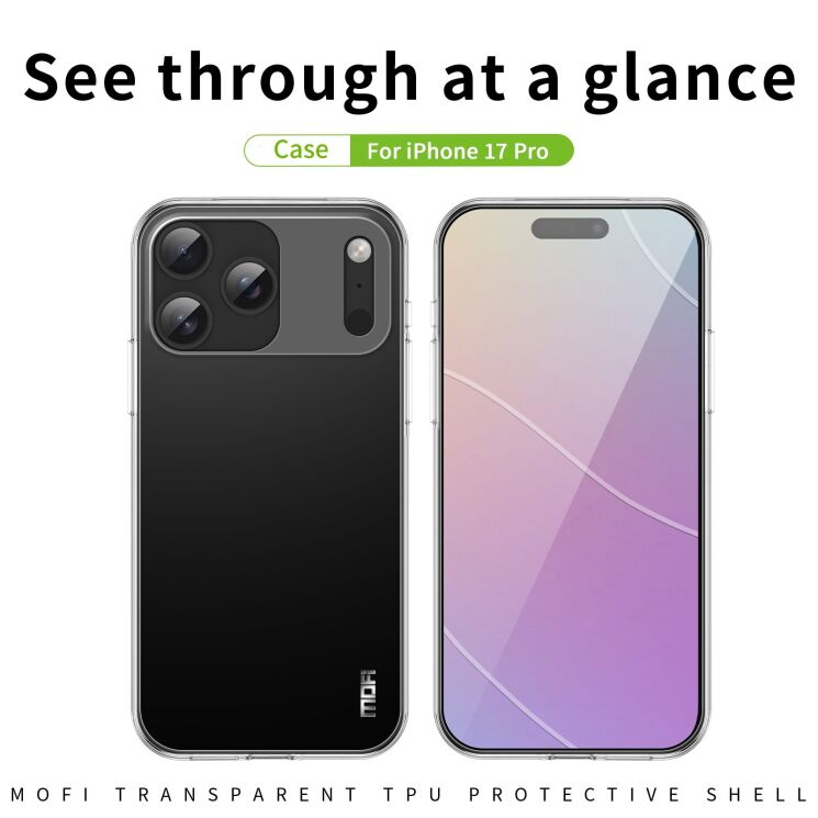 Силиконовый (TPU) чехол MOFI Thin Guard для Apple iPhone 17 Pro - Transparent: фото 2 из 10