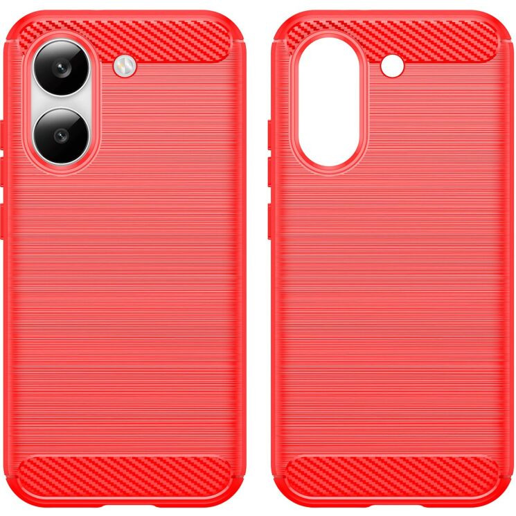Силиконовый (TPU) чехол UniCase Carbon для Xiaomi Poco X8 Pro - Red: фото 2 из 8