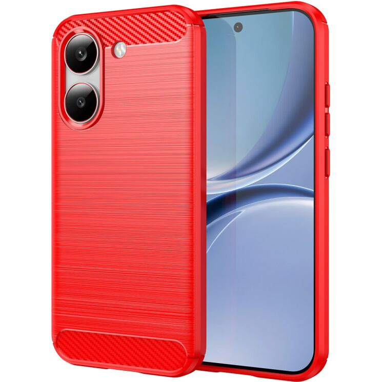 Силиконовый (TPU) чехол UniCase Carbon для Xiaomi Poco X8 Pro - Red: фото 1 из 8