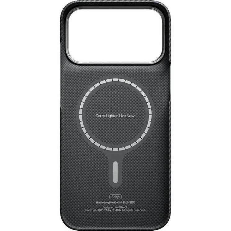 Ультратонкий чохол Pitaka Edge Case для iPhone 18 Pro Max (KI1801PM) - 600D Black / Grey (Twill): фото 3 з 13