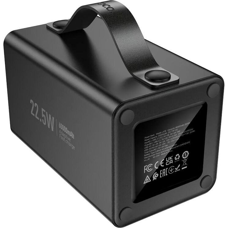 Внешний аккумулятор Hoco J138 22.5W + PD20W + DC12V (60000mAh) - Black: фото 3 из 9
