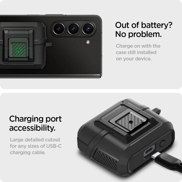 Захисний чохол Spigen (SGP) Lock Fit для Samsung Galaxy Buds 3 / Buds 3 Pro - Matte Black: фото 18 з 19