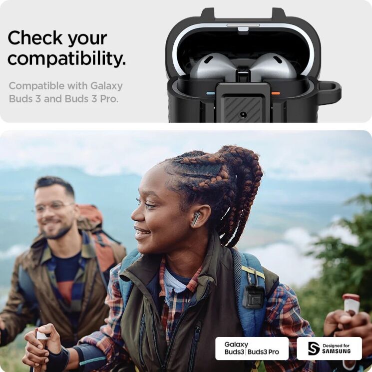 Захисний чохол Spigen (SGP) Lock Fit для Samsung Galaxy Buds 3 / Buds 3 Pro - Matte Black: фото 13 з 19