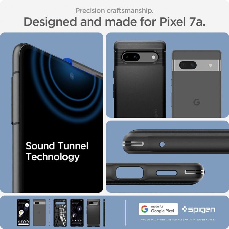 Защитный чехол Spigen (SGP) Rugged Armor для Google Pixel 7a - Matte Black: фото 12 из 17