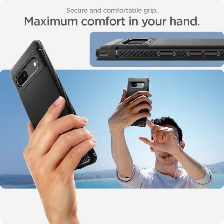 Защитный чехол Spigen (SGP) Rugged Armor для Google Pixel 7a - Matte Black: фото 14 из 17
