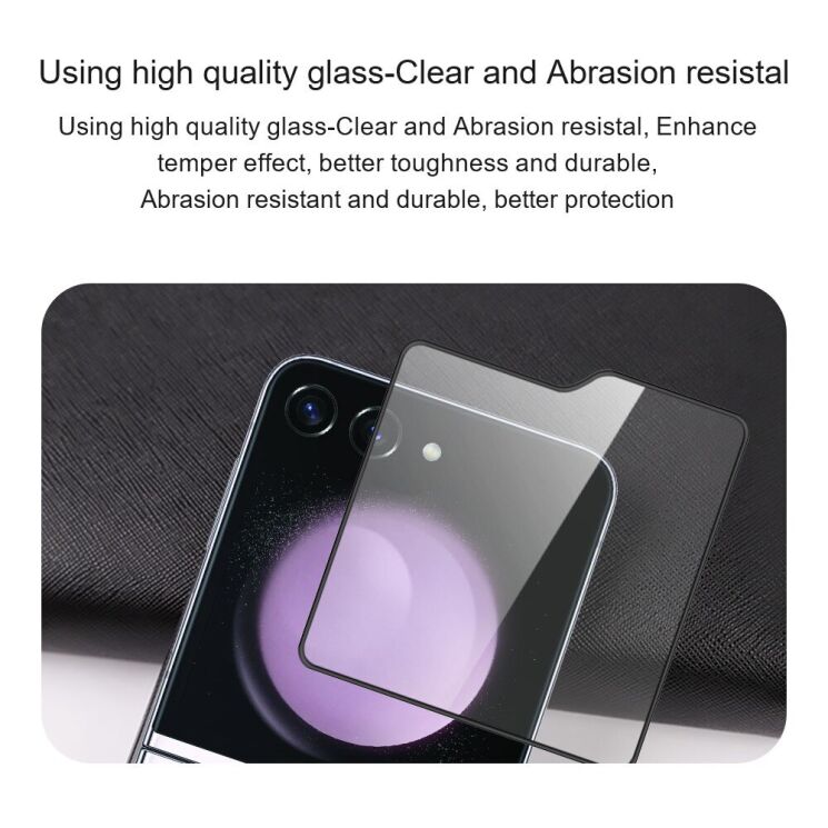 Защитное стекло AMORUS Full Glue Tempered Glass для Samsung Galaxy Flip 6 - Black: фото 5 из 8