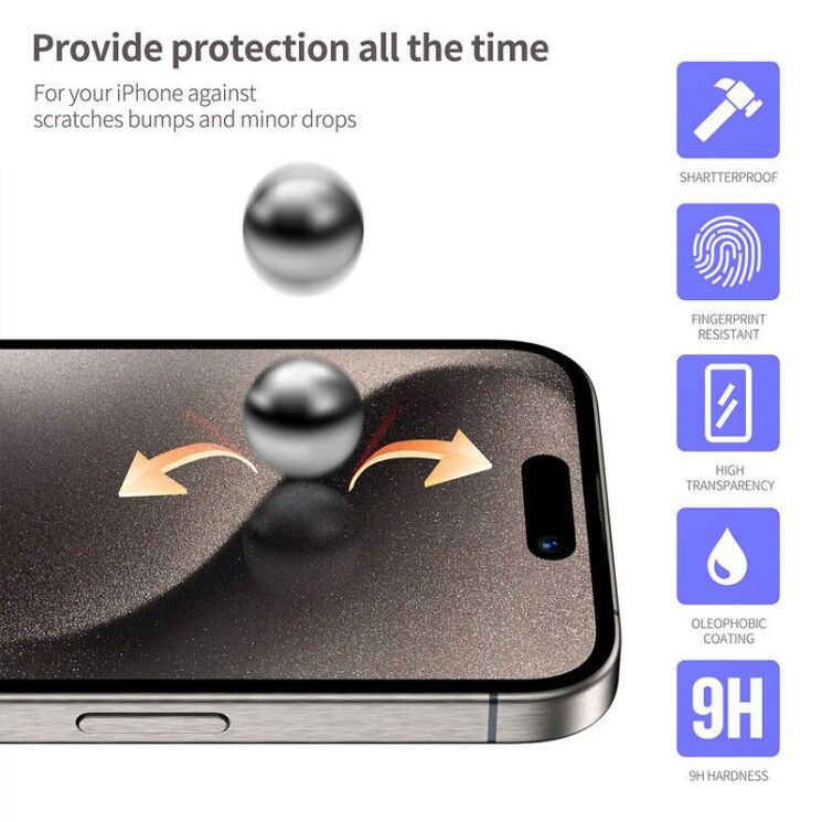 Захисне скло Blueo Hot Bending для Apple iPhone 16 Pro Max - Black: фото 5 з 6