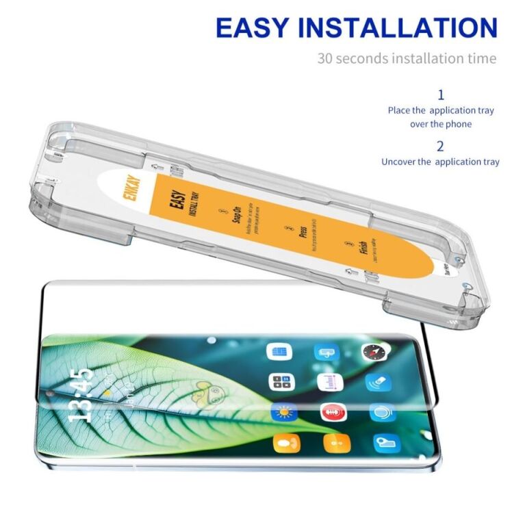 Защитное стекло ENKAY Easy Install 3D Curved Glass для OPPO Reno 12 / 12 Pro - Black: фото 3 из 10