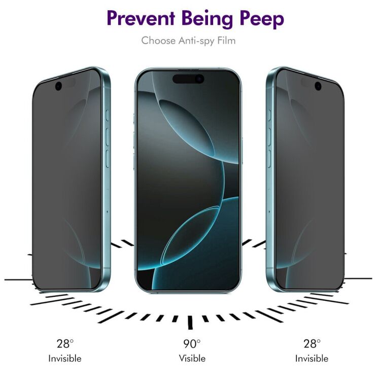 Захисне скло HAT PRINCE Anti-Spy для Apple iPhone 17 Pro Max - Black: фото 3 з 7