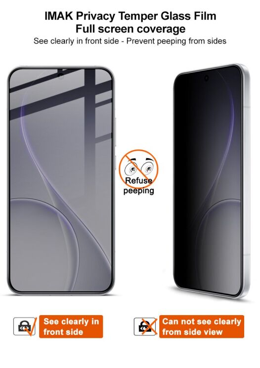 Защитное стекло IMAK HighPrivacy для OPPO Reno 15 - Black: фото 6 из 12