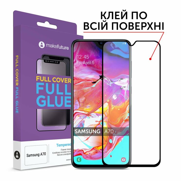 Защитное стекло MakeFuture FullGlue Cover для для Samsung Galaxy A70 (A705) - Black: фото 1 из 5