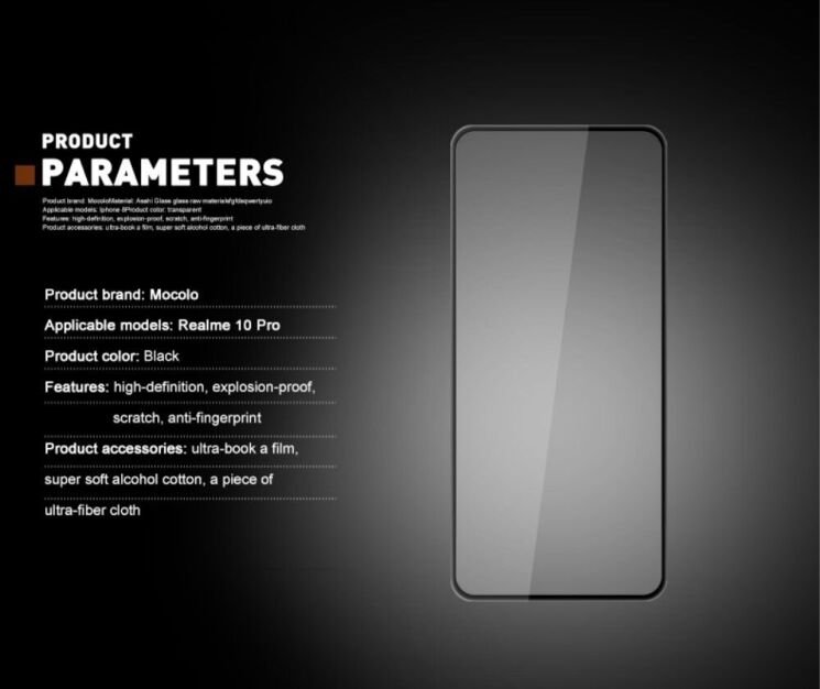 Захисне скло MOCOLO Full Glue Cover для Realme 10 Pro - Black: фото 7 з 9