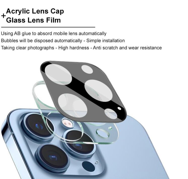 Захисне скло на камеру IMAK Integrated Lens Protector для Apple iPhone 13 Pro / 13 Pro Max - Black: фото 5 з 13