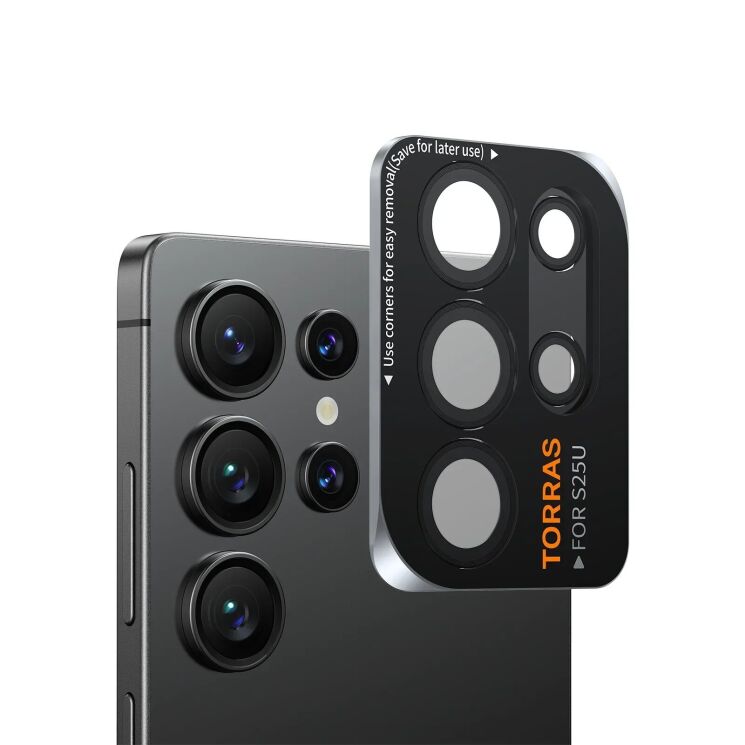 Захисне скло на камеру TORRAS Lensguard для Samsung Galaxy S25 Ultra (S938) - Black: фото 3 з 7