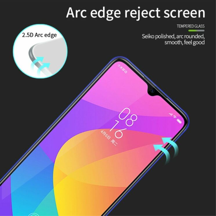Захисне скло PINWUYO Full Glue Cover для Xiaomi Mi 9 Lite / Mi CC9 - Black: фото 6 з 13