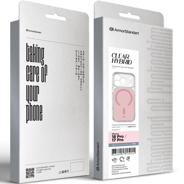 Защитный чехол ArmorStandart Clear Hybrid MagCase для iPhone 18 Pro / 17 Pro - Pink: фото 3 из 3