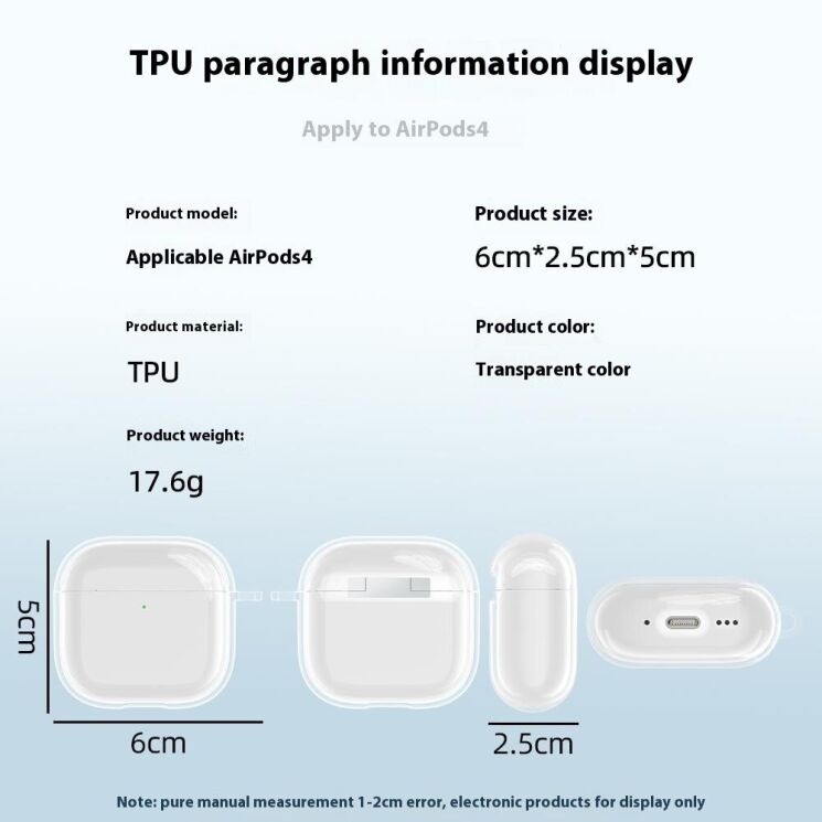 Захисний чохол Deexe Clear Case для Apple AirPods 4 - Transparent: фото 8 з 8