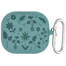 Защитный чехол Deexe Flower Pattern для Samsung Galaxy Buds 3 / Buds 3 Pro - Dark Green: фото 1 из 7