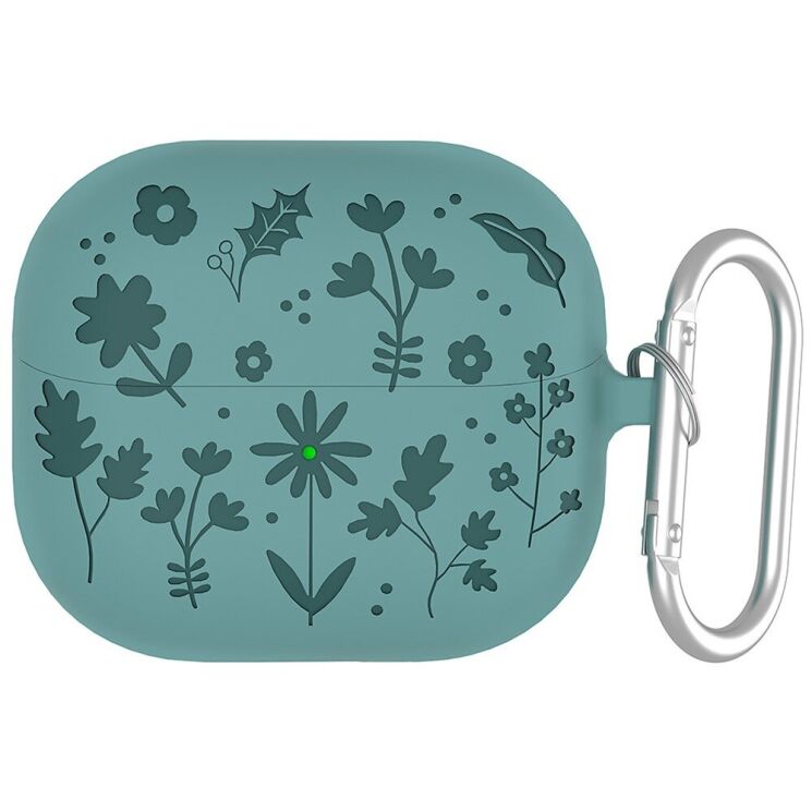 Защитный чехол Deexe Flower Pattern для Samsung Galaxy Buds 3 / Buds 3 Pro - Dark Green: фото 1 из 7