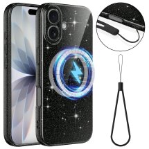Захисний чохол Deexe Glitter Case with MagSafe для Apple iPhone 17 - Black: фото 1 з 7