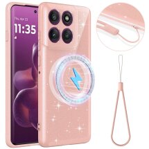 Защитный чехол Deexe Glitter Case with MagSafe для Motorola Edge 60 Pro - Pink: фото 1 из 7